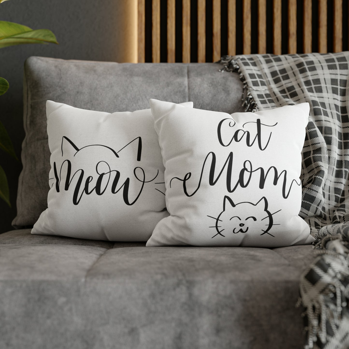 Cat Mom Meow Double-sided Polyester Square Pillowcase Gift For Feline Lovers