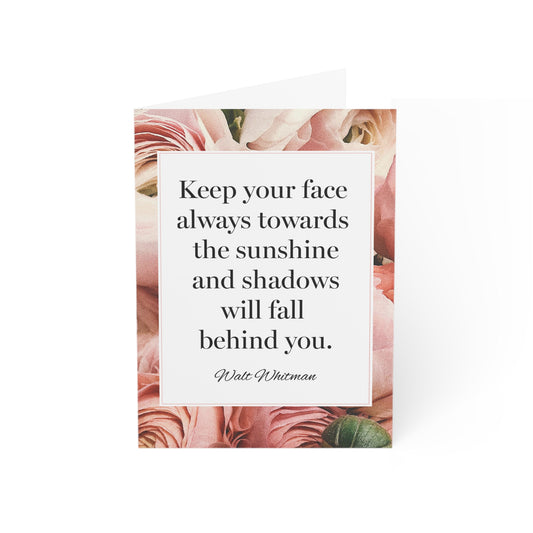 Shadows Will Fall Behind You Postcard Walt Whitman Inspirational Greeting Card Gift For Motivation, Hospital Patient, Depression Recovery