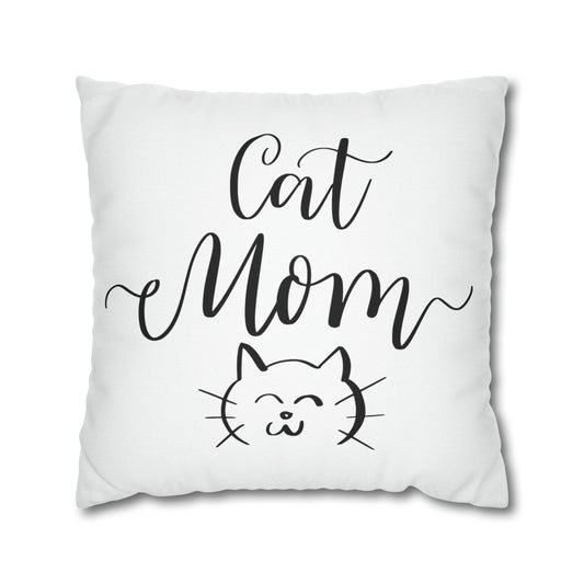 Cat Mom Meow Double-sided Polyester Square Pillowcase Gift For Feline Lovers