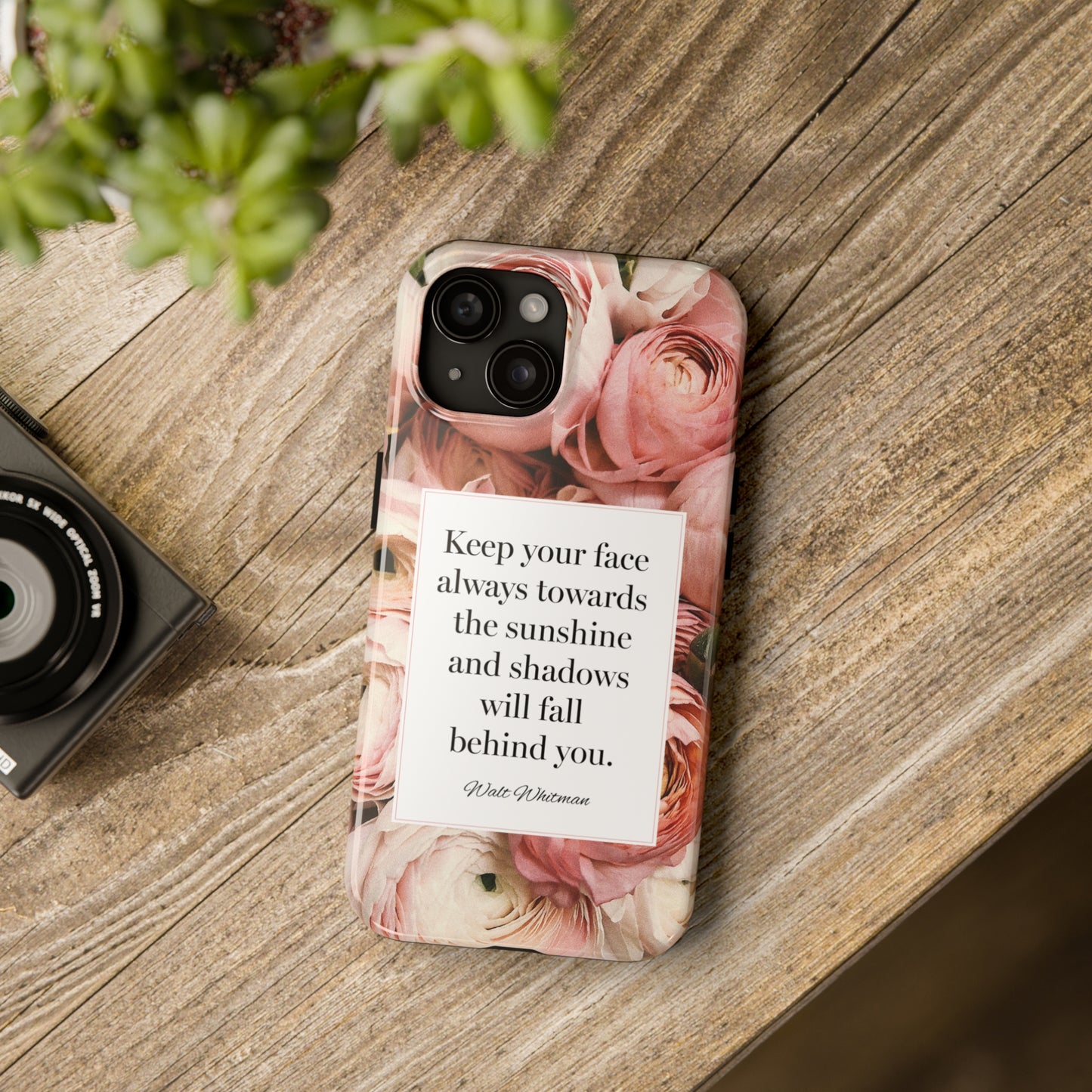 Shadows Will Fall Behind You Tough iPhone Case Walt Whitman Inspirational Gift For Motivation, Hospital Patient, Depression Recovery